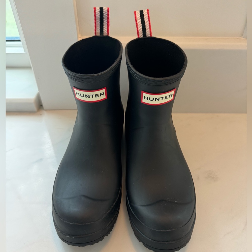 Hunter Play Short Black Rain Ankle Boots Booties Women's Sz.6 US / 37 EU